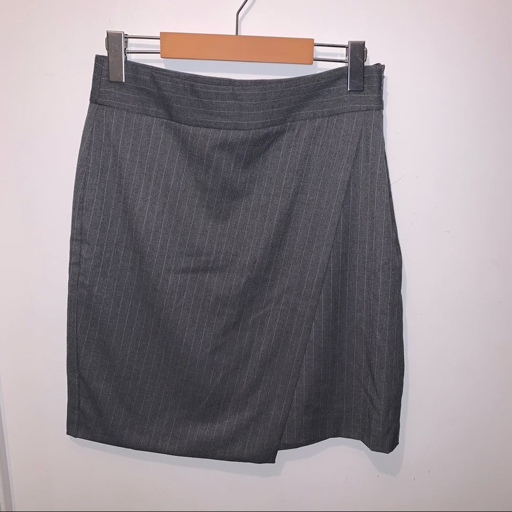 RW&CO - Grey Wrap Pinstripe Skirt